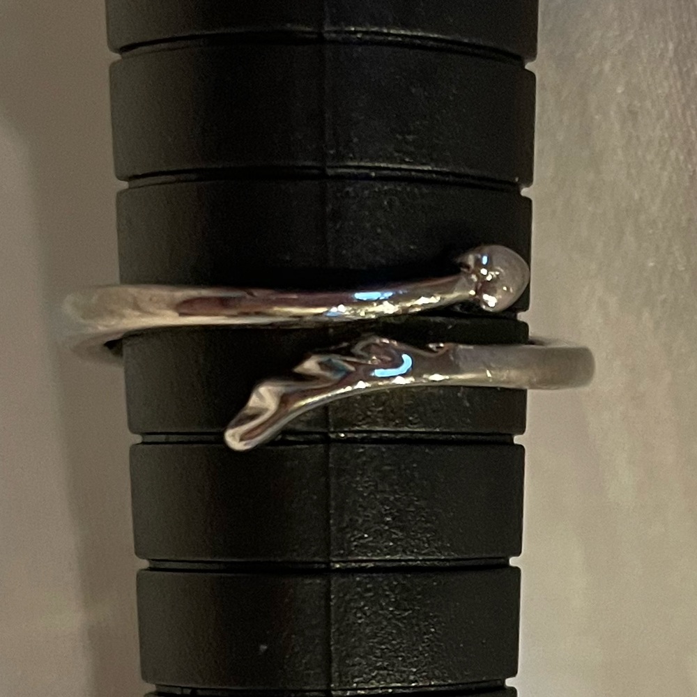 Sterling Silver Wrap Ring with a Heart on one end and a Leaf on the other end